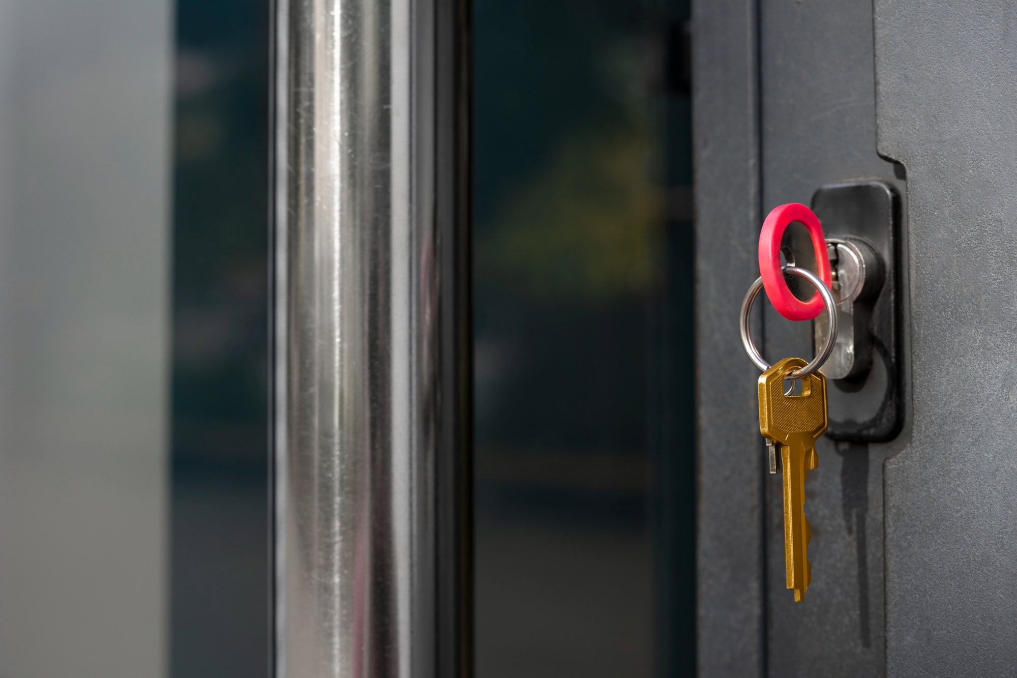 A key in a door lock